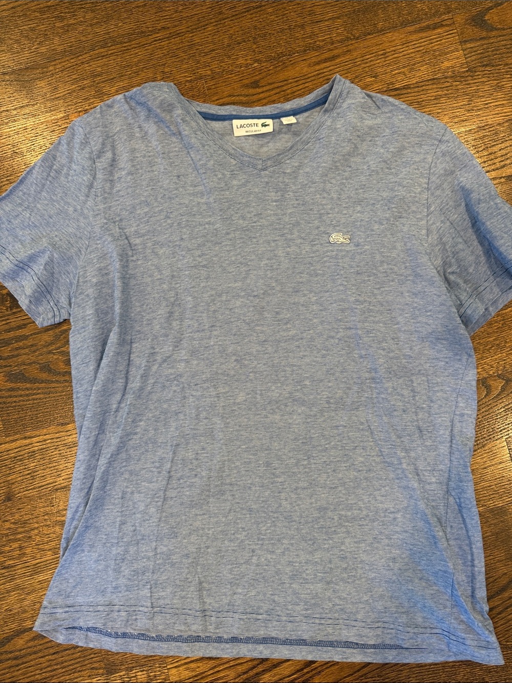 Lacoste Men's Light Heather Blue V-Neck Cotton Tee